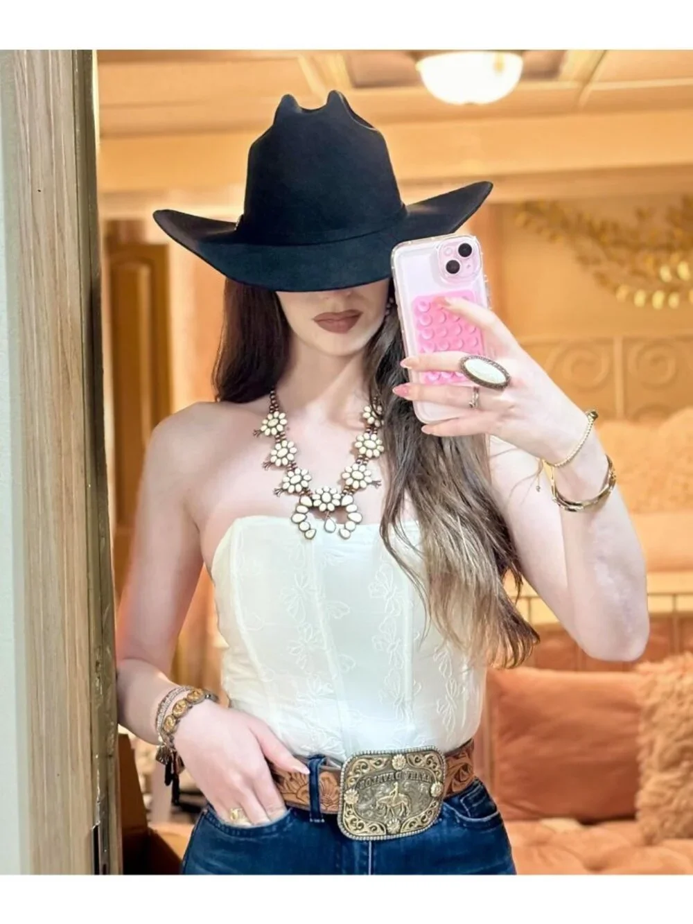 Rustic Cowgirl Vintage Western Jewelry Set - Necklace & Earring for Women
